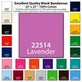 22"x22" Blank Solid Lavender Imported 100% Cotton Bandanna